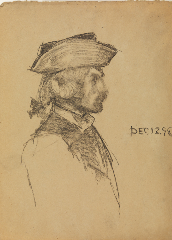 [Profile bust of man wearing tricorn hat]