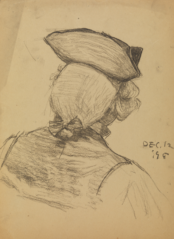 [Bust - Back view of man with tricorn hat]