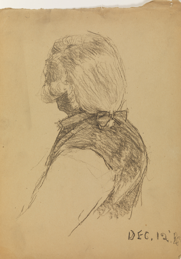 [Half length back view, man with wig]