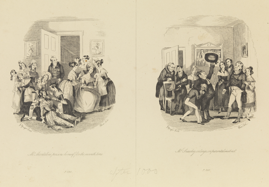 Mr. Mantalini poisons himself for the seventh time; Mr. Snawley enlarges on parental instinct