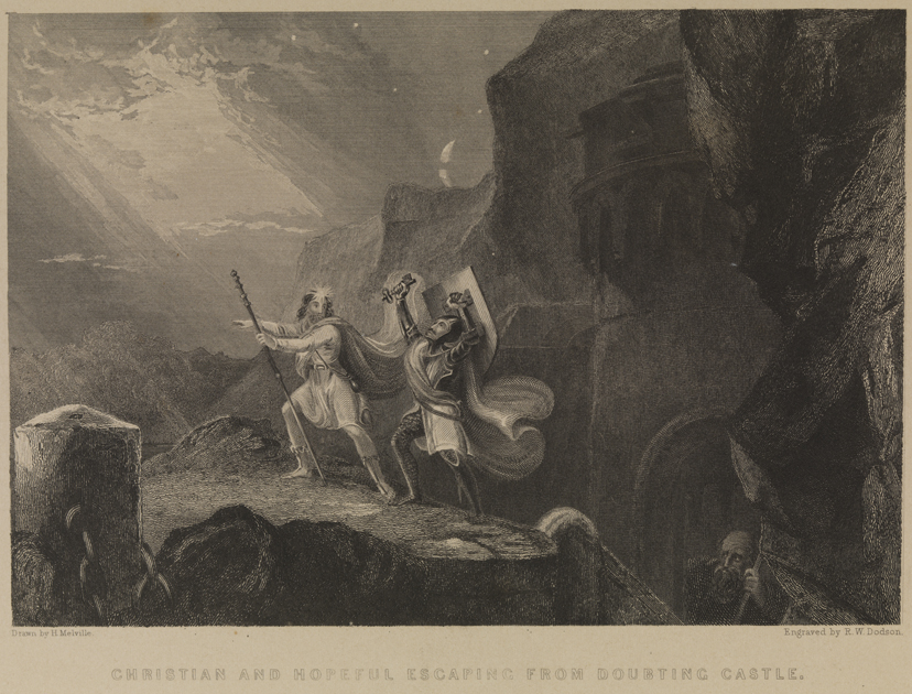 Christian and Hopeful Escaping from Doubting Castle