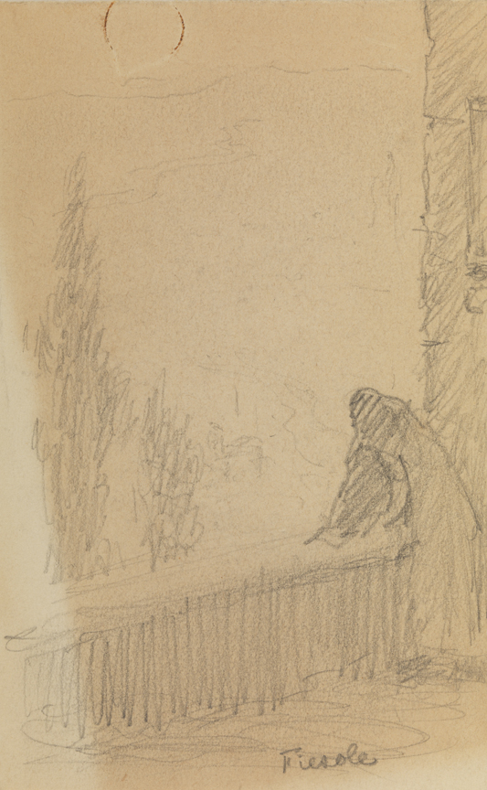 [Figure leaning on wall]