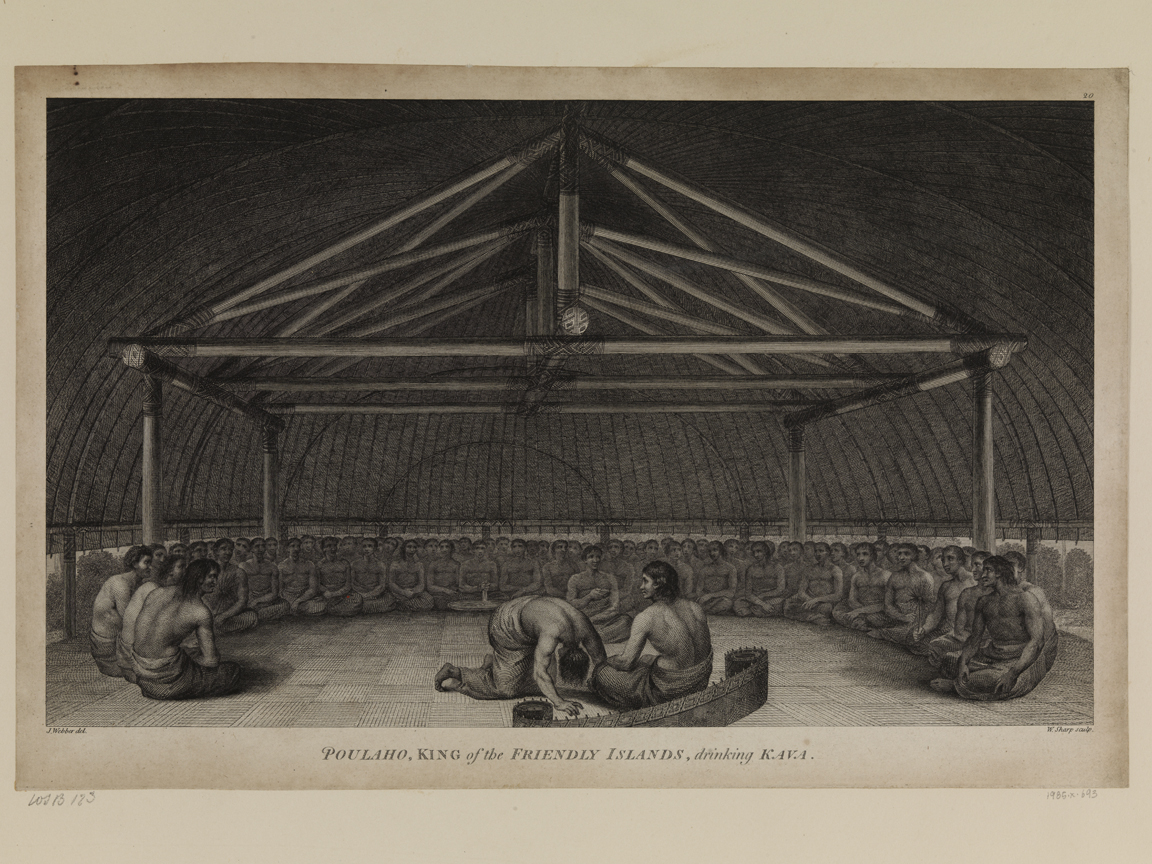 Poulaho, King of the Friendly Islands, drinking Kava