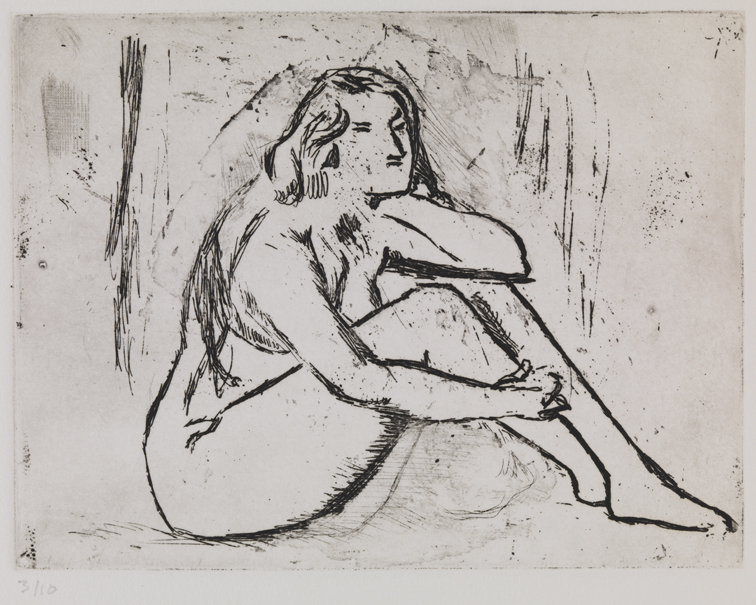 XIII (Female nude, seated, with legs drawn up)