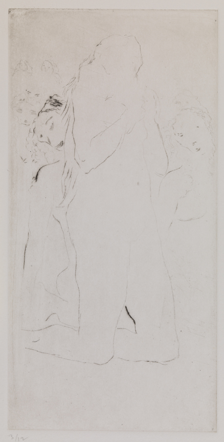 XV (Female nude, keeling, with other figures)