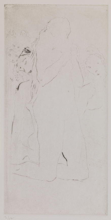 XV (Female nude, keeling, with other figures)