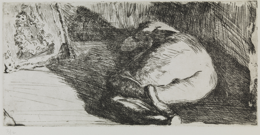 XXIV (Female nude, reclining on floor near painting)