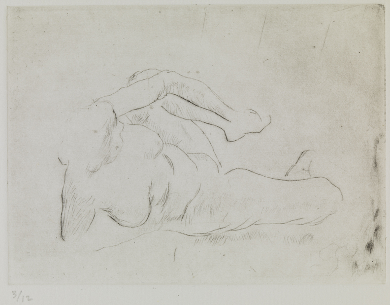 XXVIII (Female nude, reclining, lifting leg)