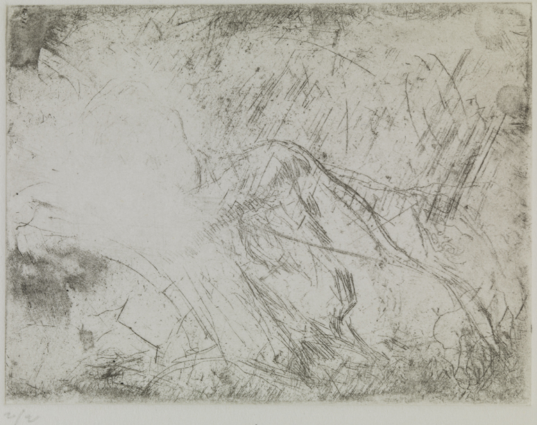 XXXX (Female nude, reclining, head resting on arm)