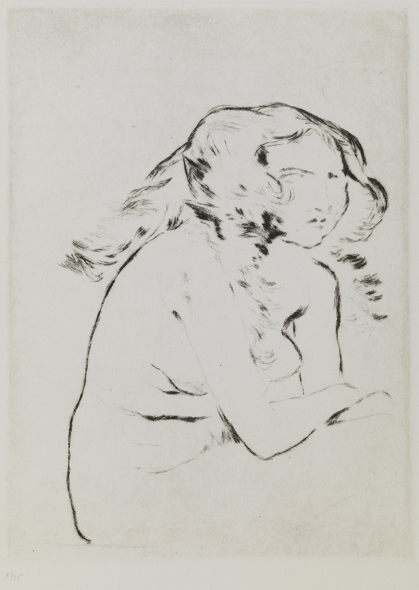 VI (Female nude, seated with long hair)
