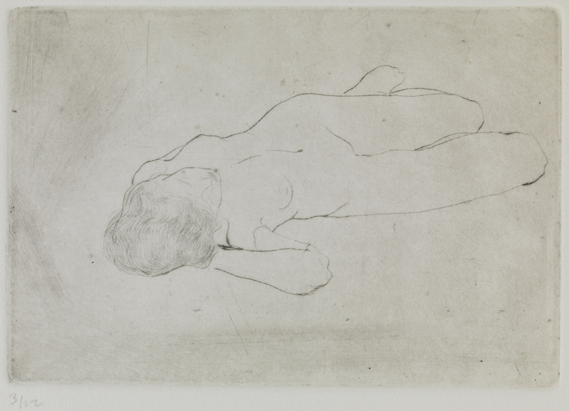 IX (Female nude, reclining, foreshortened view)