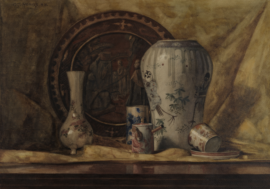 [Still life with Oriental pottery]