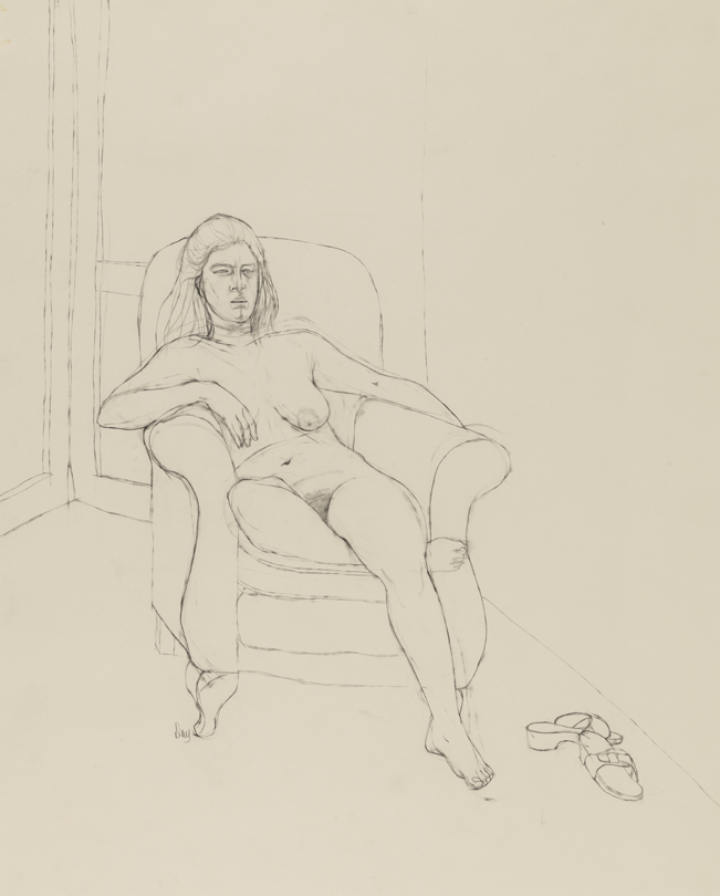 [Nude in armchair]