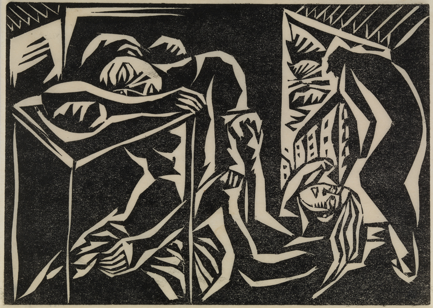 [Abstraction: figures in a house]