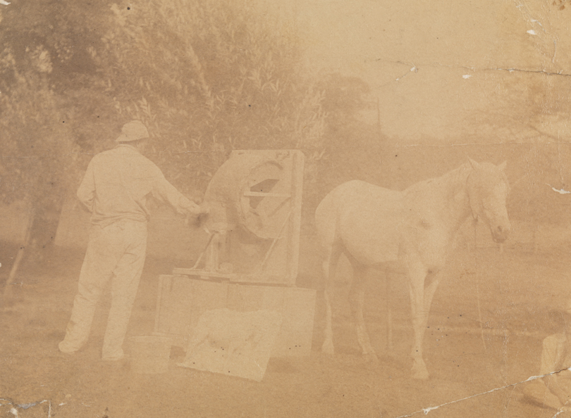 Thomas Eakins at left, modeling the horse Billy at Avondale, Pennsylvania