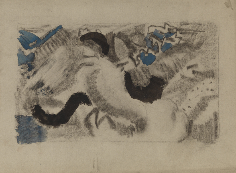 [Abstract composition in black and blue]