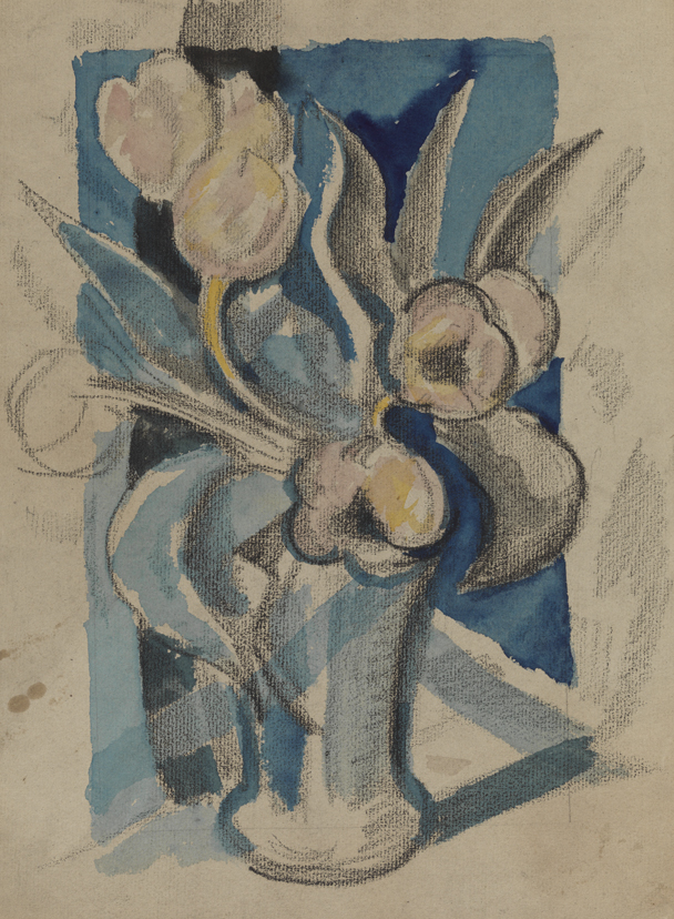 [Blue flowers in vase]