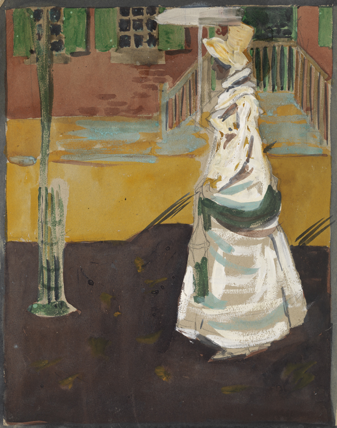 [Promenading woman facing left]