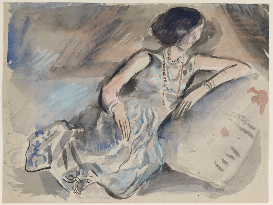 [Reclining woman wearing beads]