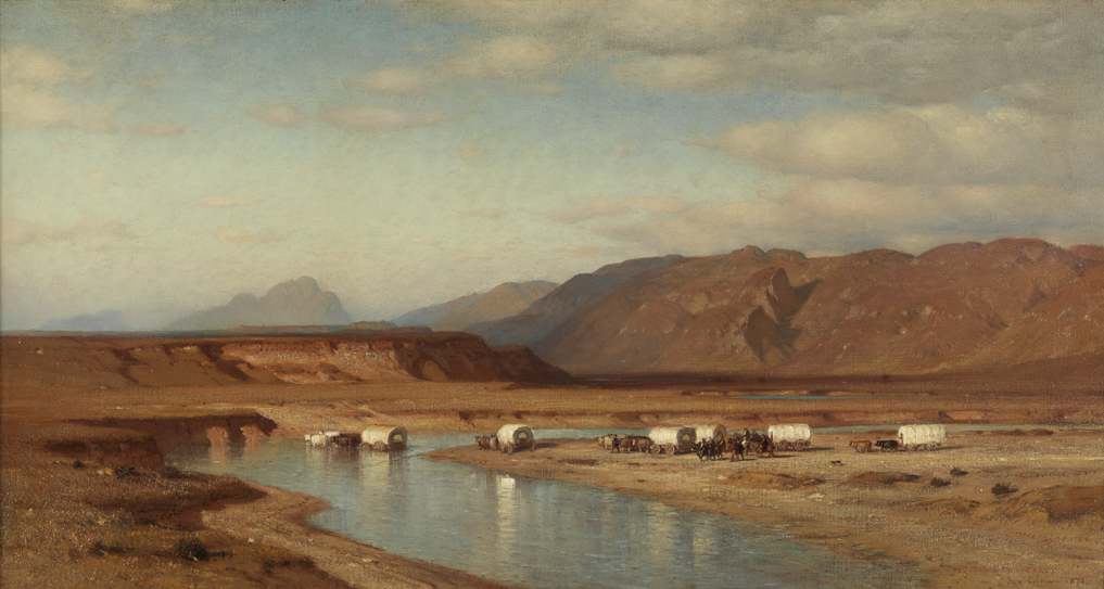 Emigrant Train Fording Medicine Bow Creek