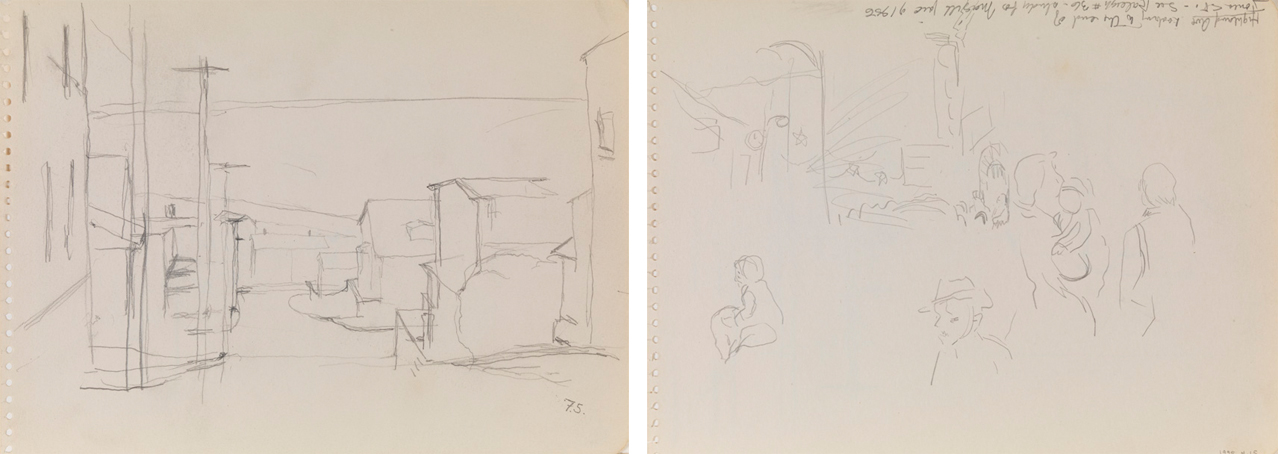 [Sketch of town], recto; [Highland Avenue], verso