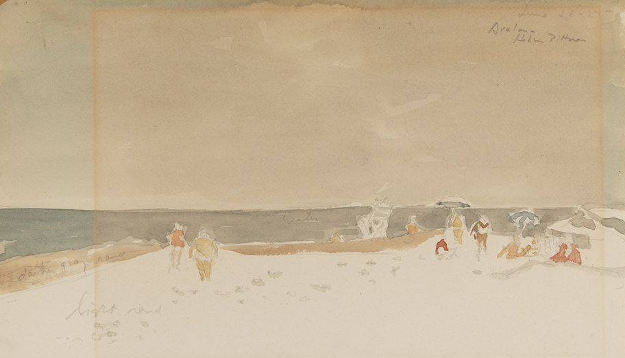 Avalon (Beach view with figures and parasols)