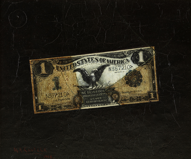 Dollar Bill Beneath Pane of Glass