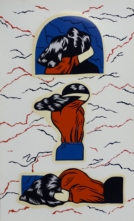 False Image Decal (couple in embrace, woman tending hair, woman lying down)