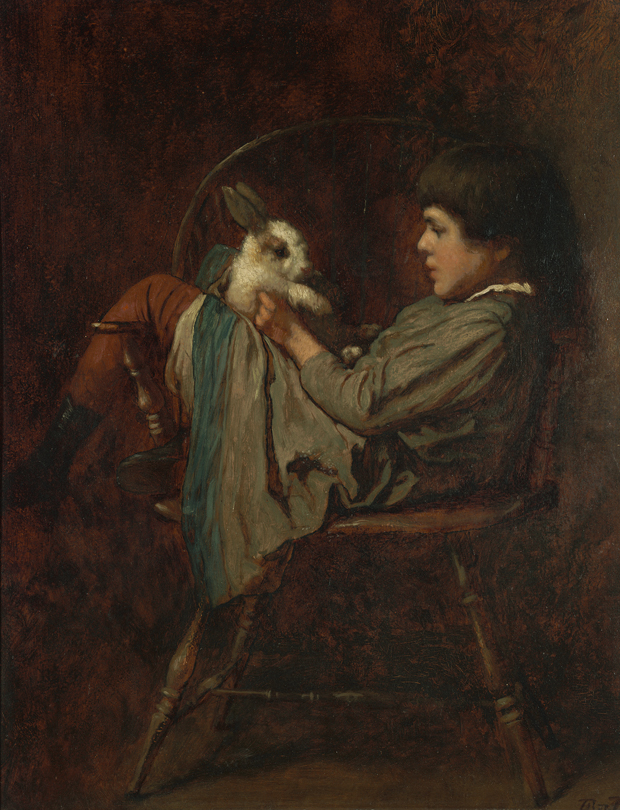 Child Teaching Rabbit