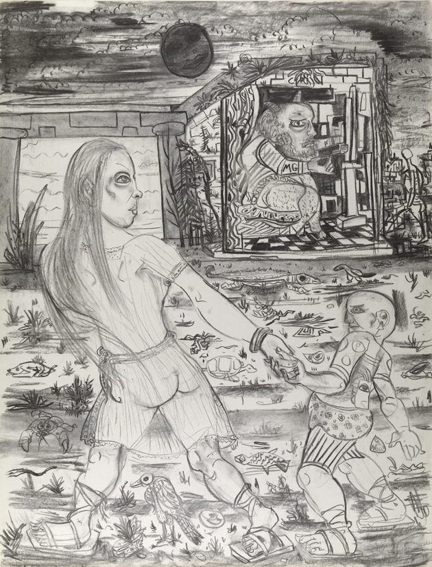 [Woman and child in lanscape with self-portrait as satyr]