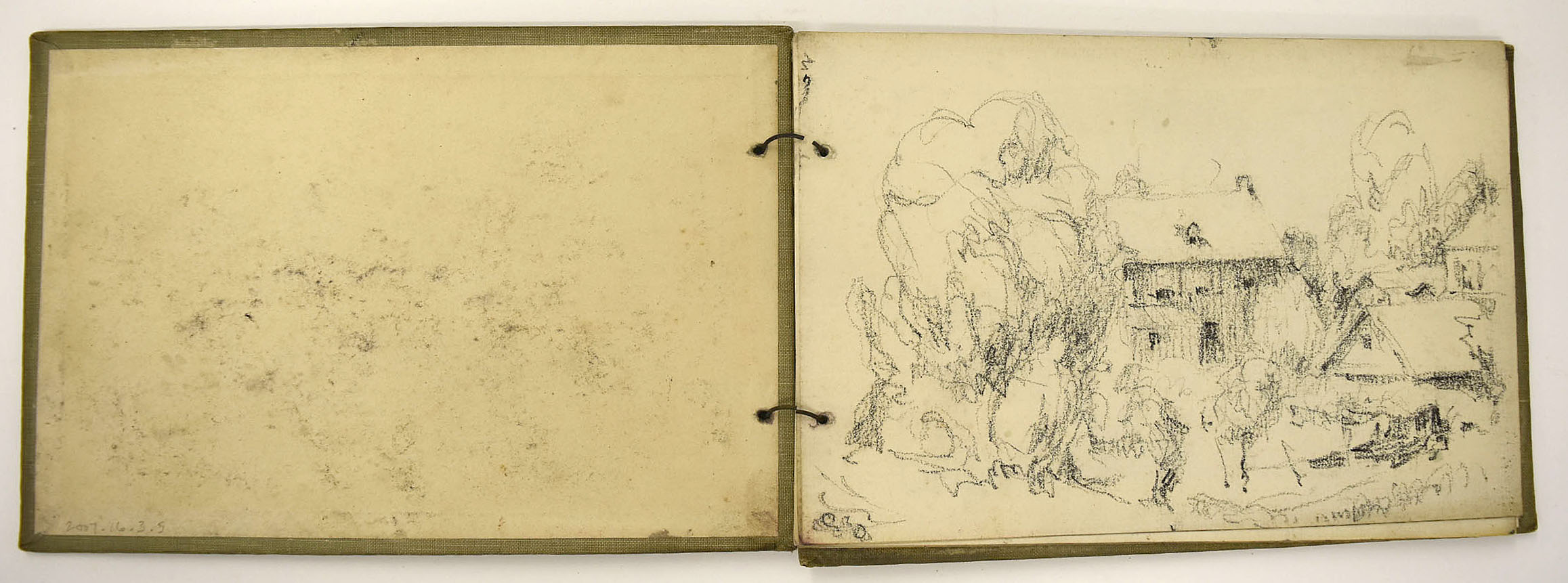 (Small sketchbook - tan cover, imprinted "pen and ink sketches")