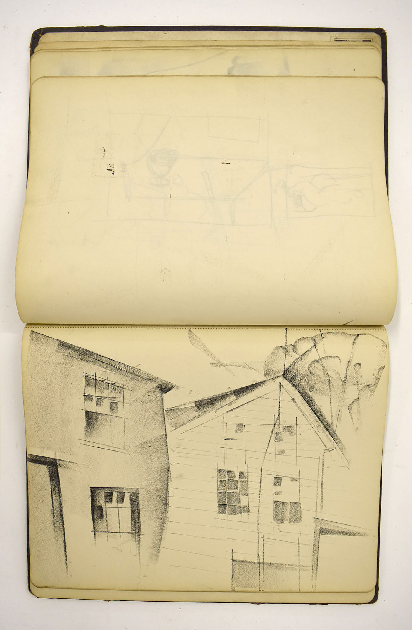 (Sketchbook - maroon cover, inside cover labeled "The Black & White Sketchbook")