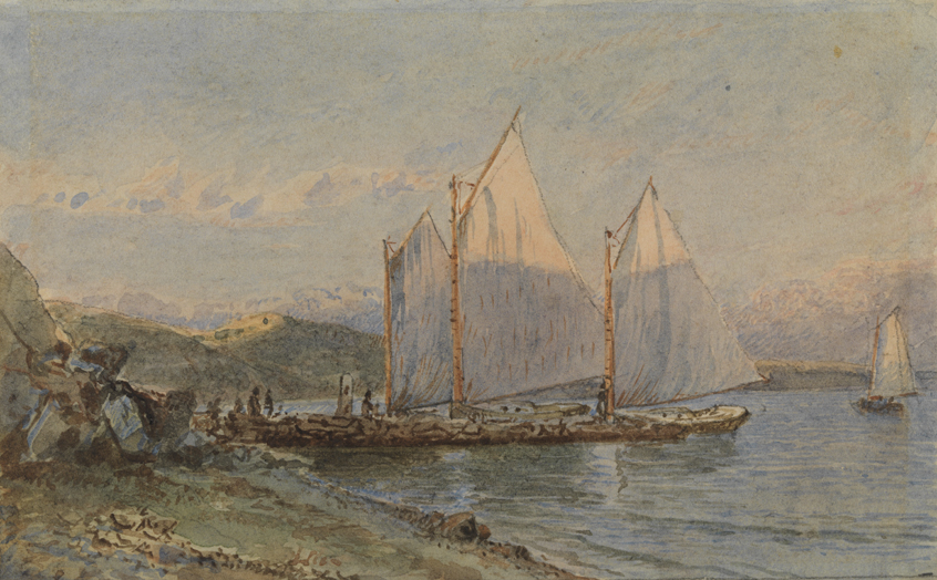 Boats at Pier for Joseph Wharton's Workmen, Conanicut Island
