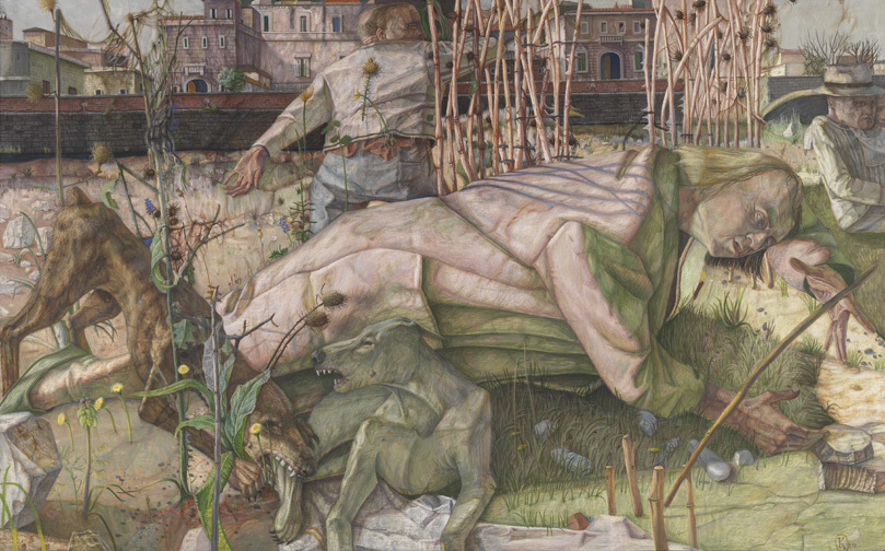 Woman with Fighting Dogs