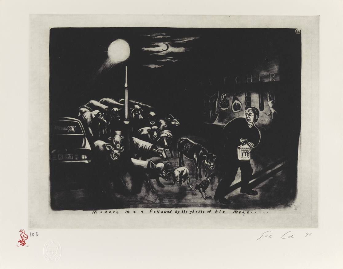 Modern Man Followed by the Ghosts of His Meat