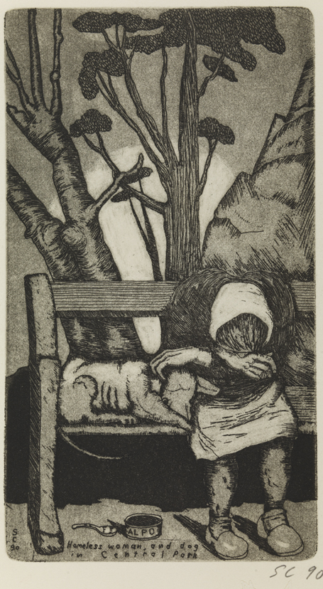 Homeless Woman and Dog in Central Park