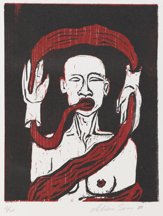 Nude Woman with Flowing Red