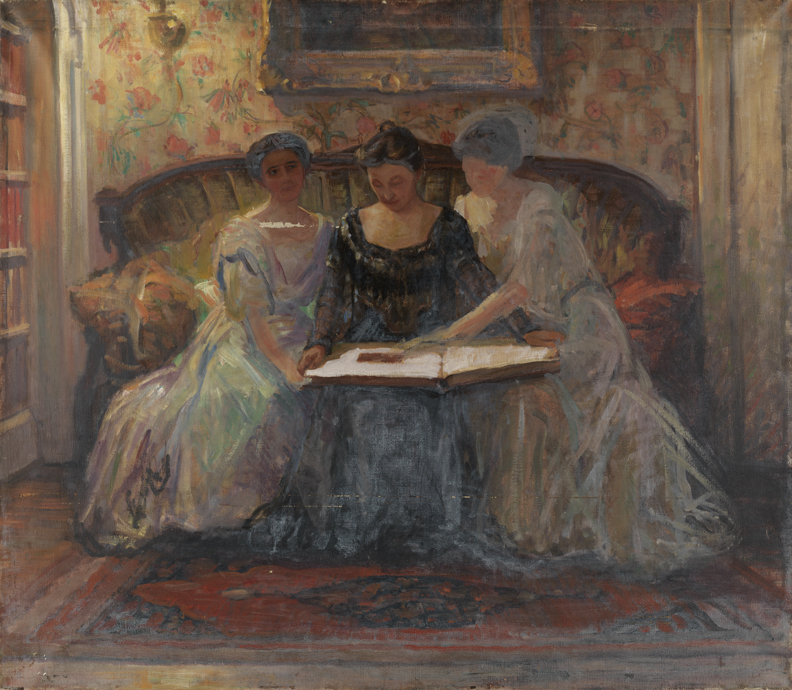 Trio at Cogslea: Elizabeth Shippen Green, Henrietta Cozzens, and Jessie Willcox Smith (unfinished)