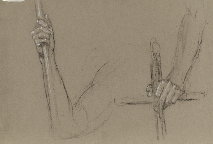 All Angels Church (Two studies of the arm of a male angel holding either a staff or a sword hilt)