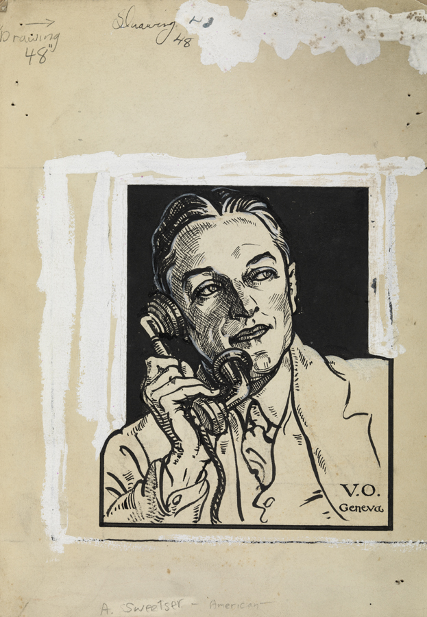Study for the League of Nations mural (man on telephone)