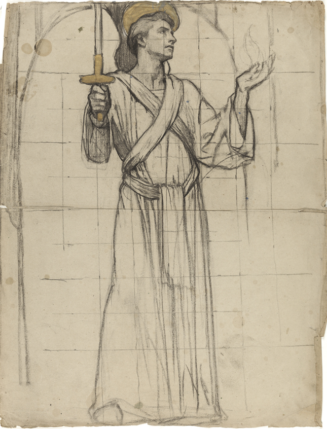 Study of Angel with sword, left panel, All Angels Church