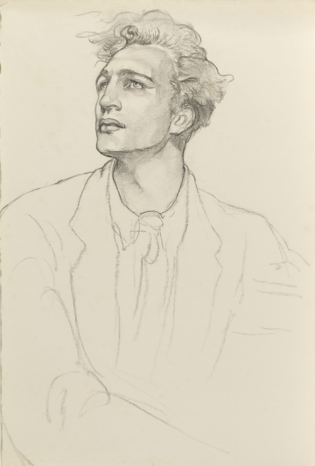 Christian Science Monitor, study of seated man on cover illustration