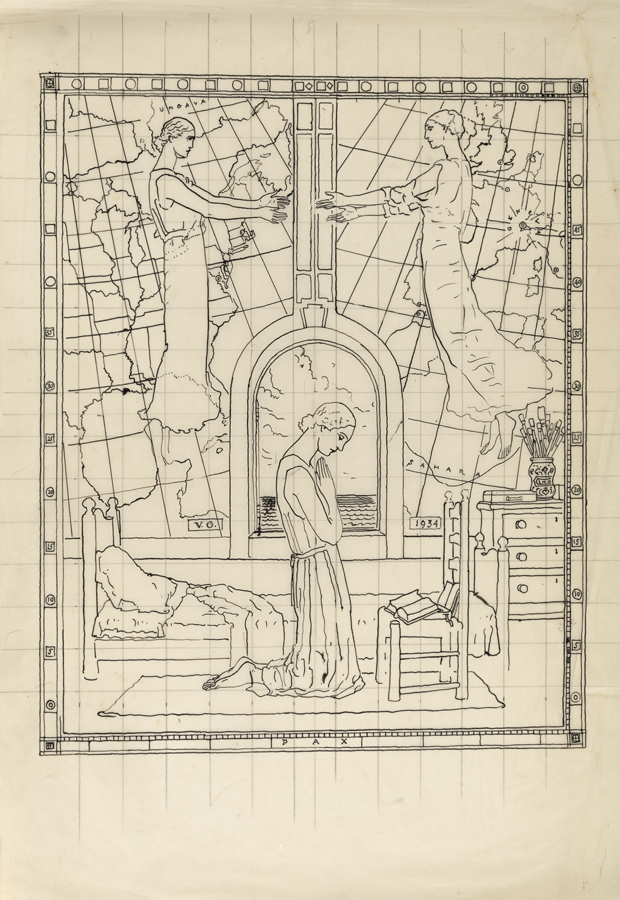 Christian Science Monitor, study of woman kneeling and two floating angels