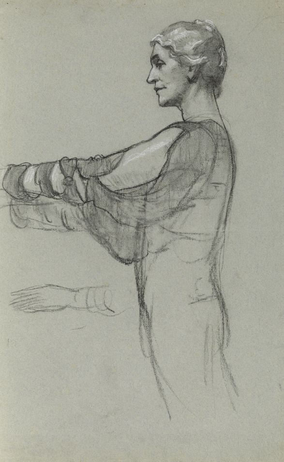 Christian Science Monitor, study, head, arms and shoulders for floating lady