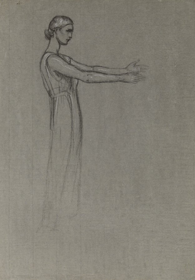 Christian Science Monitor, study for woman floating in upper left corner of illustration