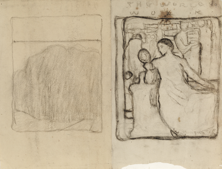 World's Work Magazine - study for cover, lady holding mirror