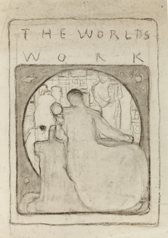 World's Work Magazine - study for cover, lady holding mirror