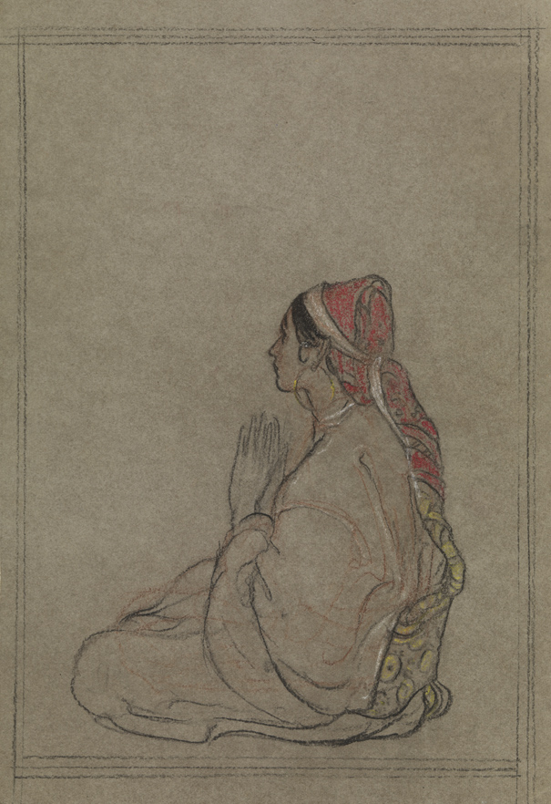 [Woman, with palms together]