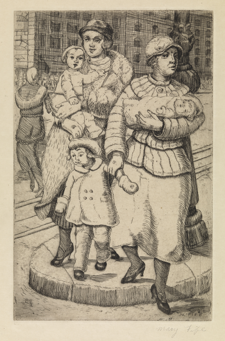 Untitled (Two Women with Children Crossing the Street)