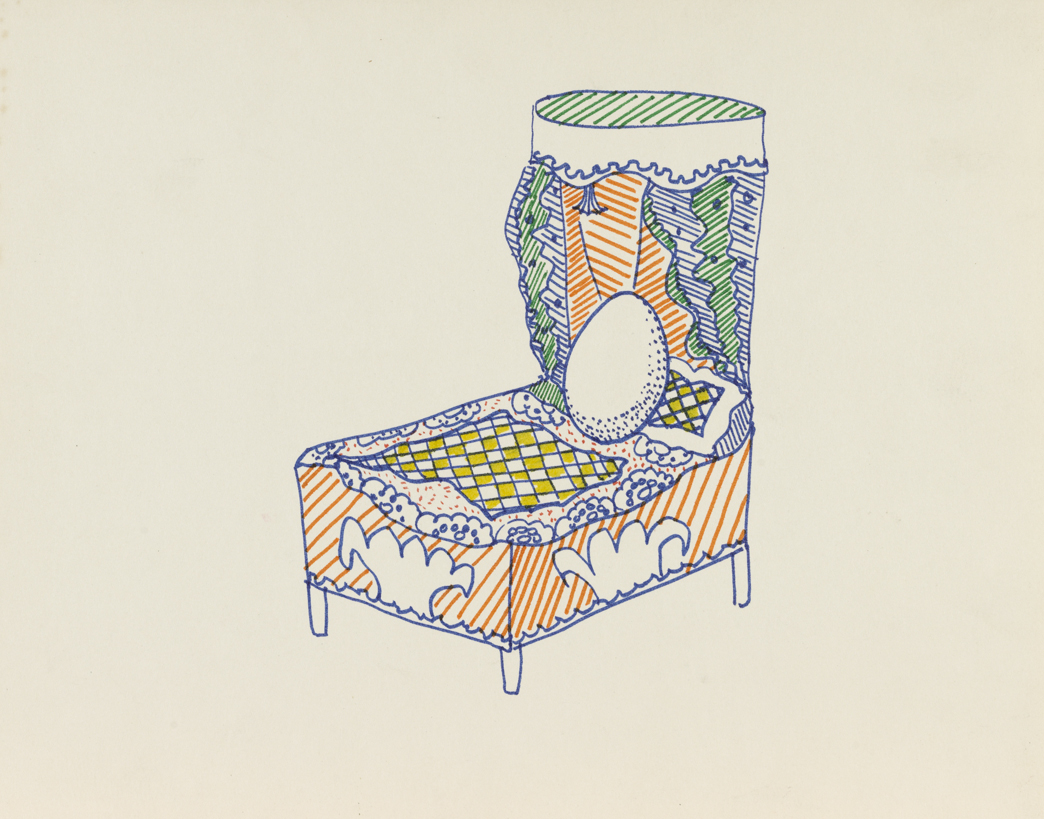 [ Sketch of egg in a bed]